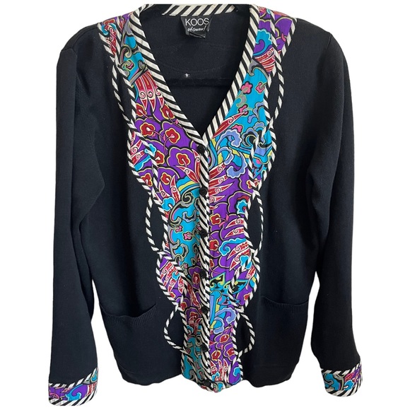 Koos of course Sweater buttoned pockets silk detailing sz small S - Picture 8 of 14